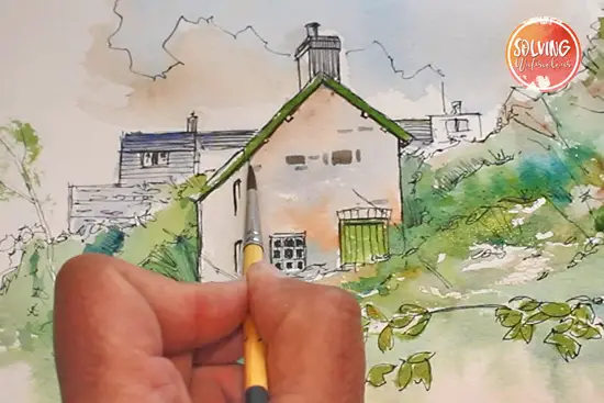 Original Watercolor Painting Barn and House Pen and Wash - Etsy Norway